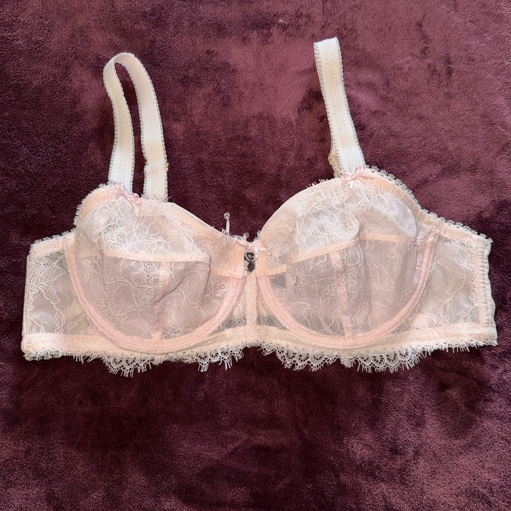 Ashley Graham Delicate Lace Bra - Light Pink